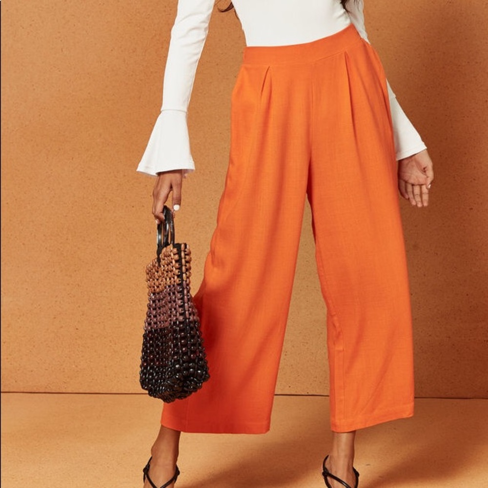 Zara Pleated Palazzo Pants in Orange